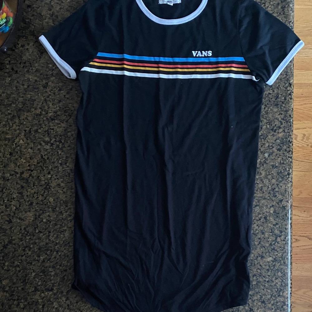 Vans women’s Black Tee dress with Colorful Stripes
